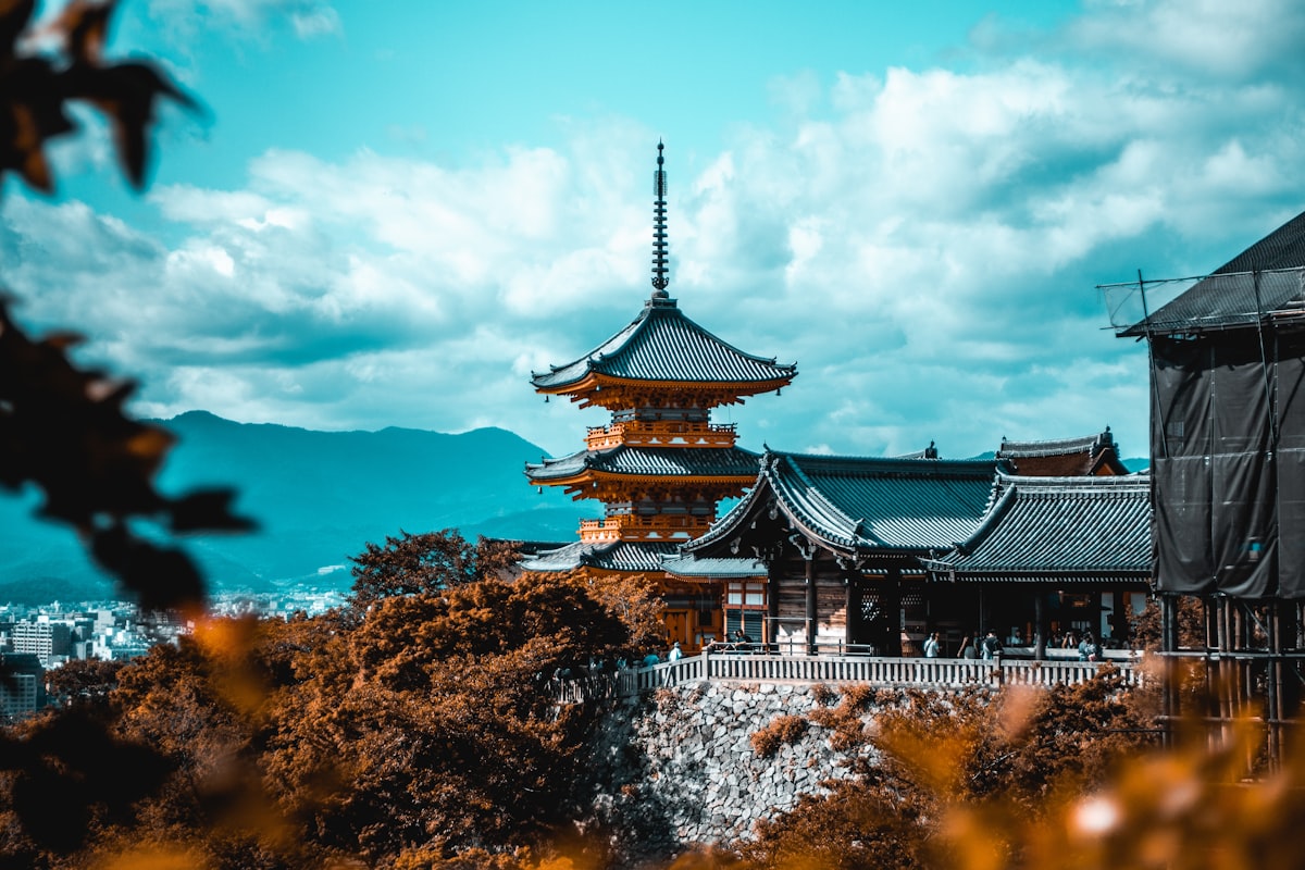 A pagoda above Kyoto in autumn
